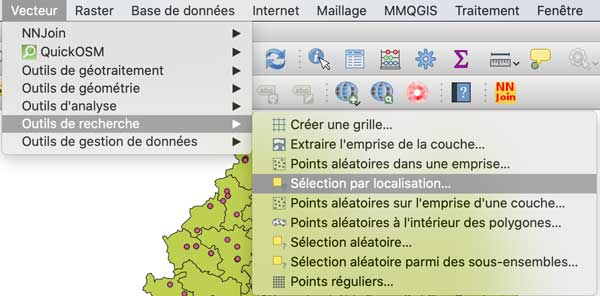 Menu sélection par localisation